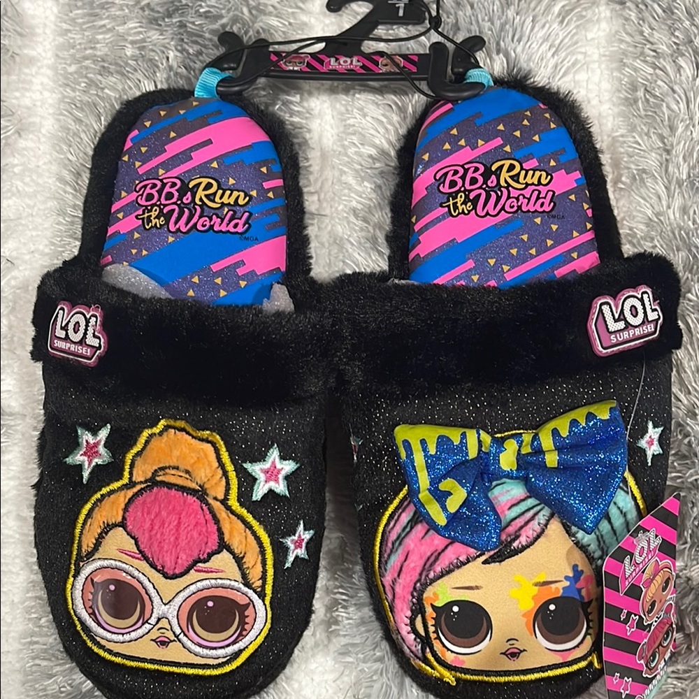 L.O.L. Surprise! Black and Blue Plush Slippers